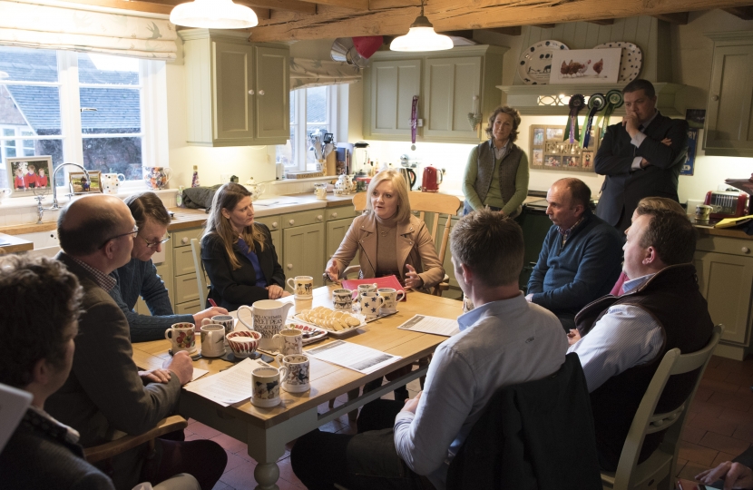 Liz Truss MP and Theo Clarke MP have a discussion with local farmers.