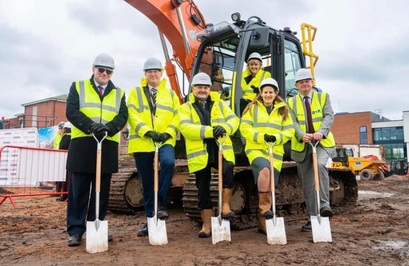 Theo Clarke MP at the groundbreaking ceremony of Stafford College's Skills and Innovation Centre