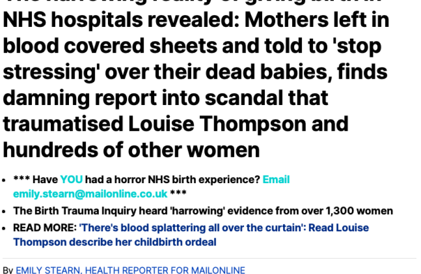 Daily Mail birth trauma article