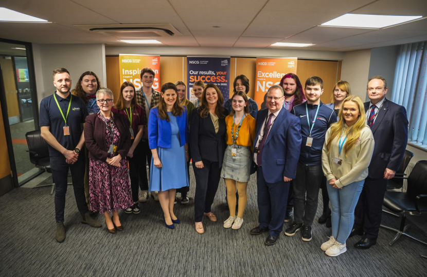 Theo Clarke MP welcomes Secretary of State for Education Gillian Keegan to Stafford College