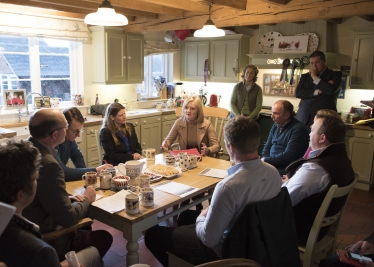 Liz Truss MP and Theo Clarke MP have a discussion with local farmers.