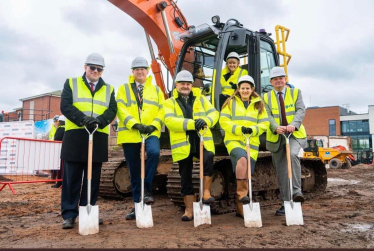 Theo Clarke MP at the groundbreaking ceremony of Stafford College's Skills and Innovation Centre