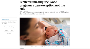 The Times headline birth trauma inquiry